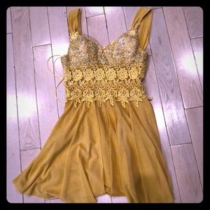 Custom Made Gold Cocktail Dress